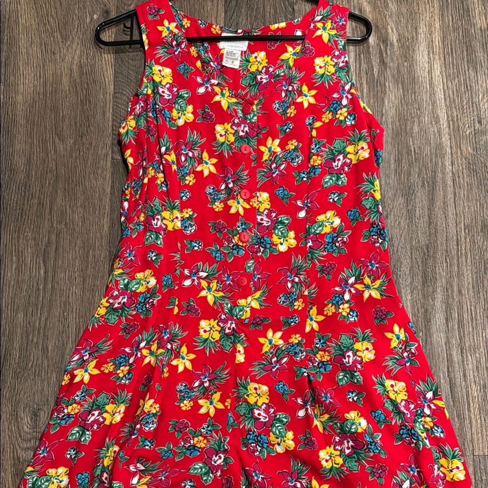 Vintage Floral Red Romper